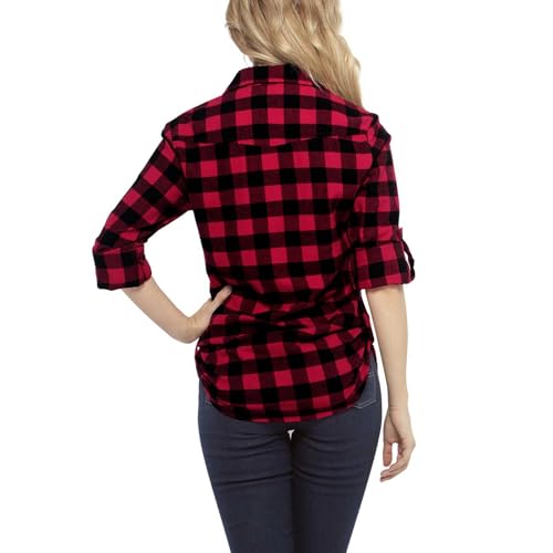 Image of Match Women's Long Sleeve Plaid Flannel Shirt #2021