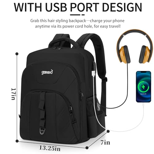 IPEB Friseur Werkzeugtasche, Frisör Aufbewahrung Koffer, Clipper und Zubehör Organisator, Friseur Tragbaren Rucksack für Friseurwerkzeuge, Barber Bag, Schwarz