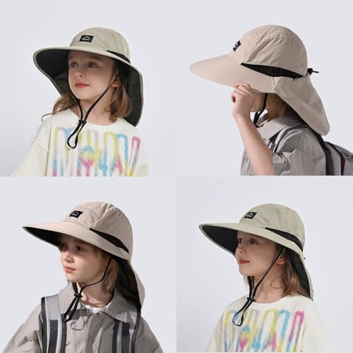 Image of ZOORON Kids Sun Hat with Neck Flap UPF 50+ Beach Hats for Baby Boys Girls