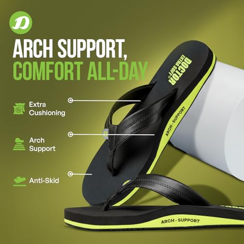 Image of DOCTOR EXTRA SOFT Thong Arch Support Ortho Slippers for Mens| Orthopedic Diabetic & Stylish| Lightweight Comfortable & Casual| Cushion Anti-Skid Bedroom Daily Use House Flip-Flops Gents Boys D-38