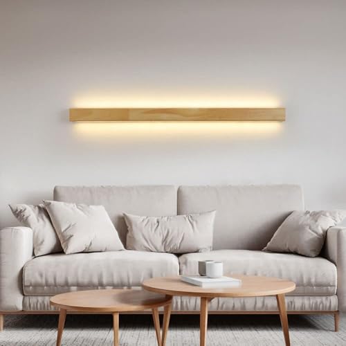 Aplique de pared lineal de madera LED de 60 cm con luz cálida 3