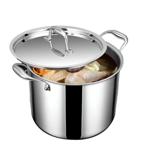Olla Resistente de Acero Inoxidable 316 de 20 cm: vaporera versátil con Tapa para guisos, albóndigas, Salsas y sopas. Utensilios de Cocina duraderos para Chefs caseros.