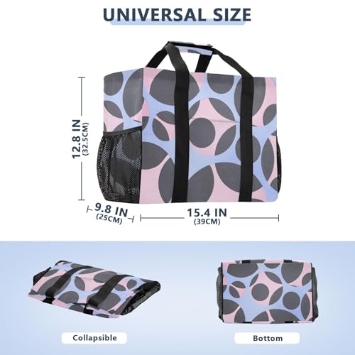 Geometric Circles Black Peach Utility Bag Reusable Shopping Bags Foldable Large Beach Bag Waterproof with Handles Car Tote Bag3