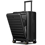 LEVEL8 Carry on Suitcase 20 Inch, Cabin Luggage with Laptop Compartment, PC Hardside 4 Spinner Wheels Silent with TSA for Business(55CM, 35L,Black)