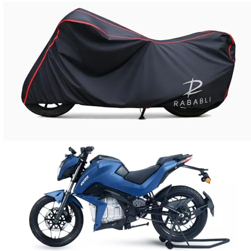 Image of Waterproof Bike Body Cover Compatible for | Tork Kratos | Taffeta Fabric, Red Piping Design, Bottom Elastic Fit | Dustproof, Sun UV & Rain Protection for All Bikes