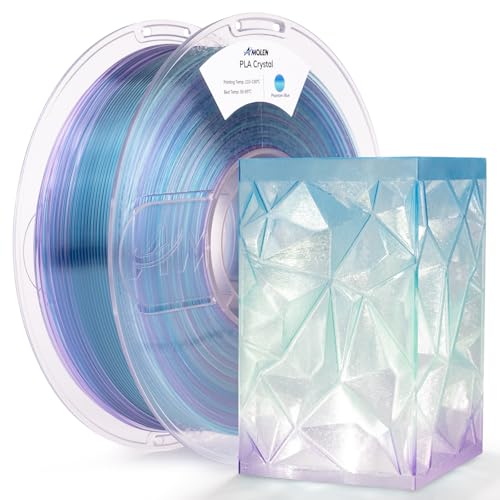 Image of AMOLEN Translucent PLA Filament 1.75mm, Transparent 3D Printer Filament, Crystal PLA Phantom Blue, NO-Tangle & Low Warping, Spool 1KG, Dimensional Accuracy + /- 0.02 mm, Fits Most FDM 3D Printers