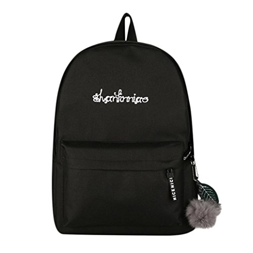 Preisvergleich Produktbild Goosuny Unisex Canvas Rucksack Brief Drucken Rucksäcke Schultertasche Bookbags Schultaschen Reisetasche Schulrucksack Kinderrucksack Fashion Outdoor Freizeit Daypacks Für Teenager(Schwarz,1 PC)