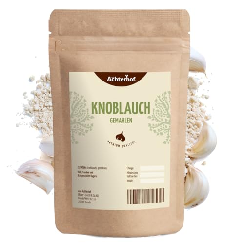 Knoblauch gemahlen 1000g | reines Knoblauchpulver fein gemahlen | ideal zum würzen herzhafter Speisen | vegan | Achterhof