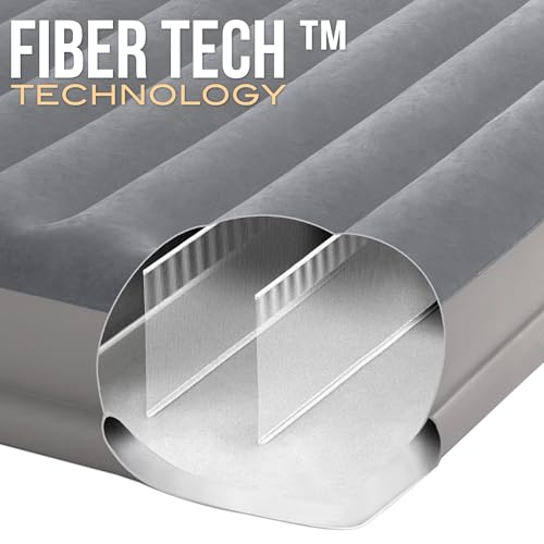 Intex 64114 - Luftbett Selbstaufblasend Doppelbett Dura-Beam Prestige Mid-Rise, mit integrierter USB-Elektropumpe, Geeignet für 2 Person, PVC, Grau, 152x203x30 cm