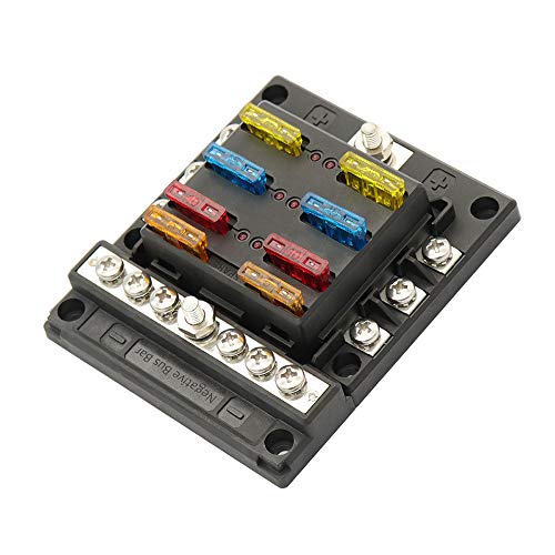 RuleaxAsi Porta-fusíveis da lâmina da caixa de fusíveis de 6 vias Terminal de porca do parafuso de 6