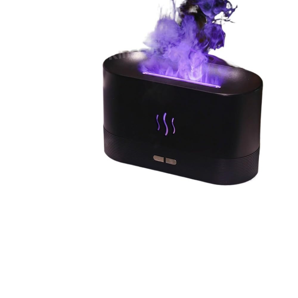 VONCYKI Diffuser Air Humidifier Ultrasonic Cool Mist Maker Fogger Led Essential Oil Flame Lamp Difusor (Black Pro)