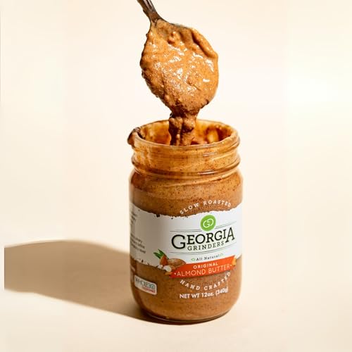 Image of Georgia Grinders Original Almond Creamy Gourmet Nut Butter Spread, Whole30 Approved, Non-GMO, Gluten Free, No Palm Oil, No Added Sugar, Paleo and Vegan Friendly, 12 Ounce (1 Pack)