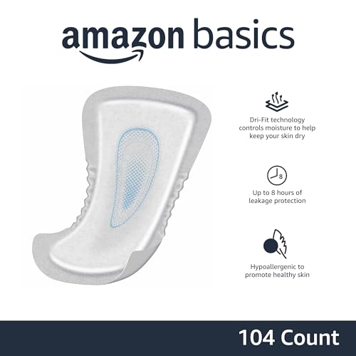 Image of Amazon Basics Men's Incontinence Guards, Maximum Absorbency, 416 Count, (8 Packs of 52)