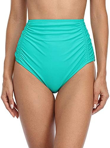 Charmo Ladies High Waist Swimming Trunks Quick Dry Tankini Bottom Stretch Bikini Bottoms Aqua XL