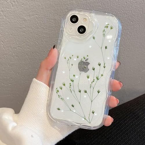 Image of KC Back Cover for Samsung Galaxy S23 FE 5G - Epoxy Real Dried Flowers Floral Soft Silicone Camera Protection Case (Transparent)