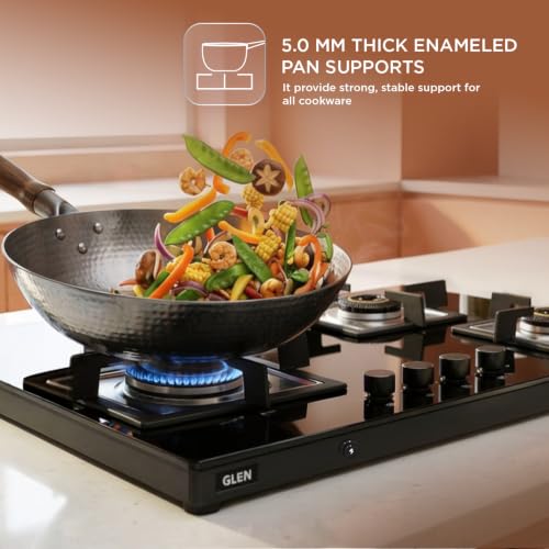 Image of Glen 4 Burner Ultra Slim Premium LPG Gas Stove | 8 MM Thick Toughened Glass Top | 1 Jumbo Forged Brass Burner | Auto Ignition | 2 Years Standard And 5 Years Glass Warranty | 1045USTNAI