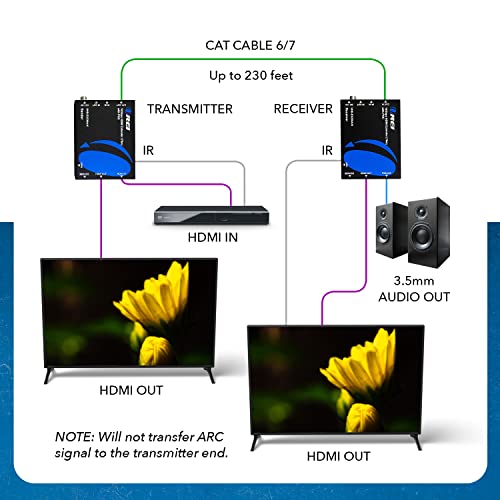 image for OREI 4K HDMI Extender Over Ethernet, Extender Balun Over Cat6/Cat7 wit