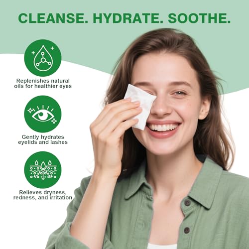 60pcs tea tree oil eyelid wipes  individually wrapped eye lid cleaning wipessoothing for sensitive eyes stay hydrated lid wipe