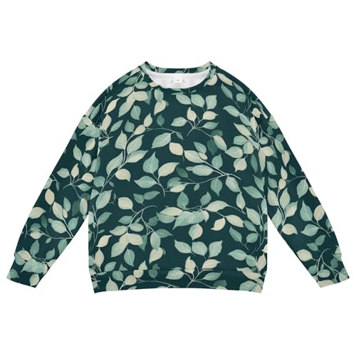 JUNZAN Green Leaves Kids Girls Sweatshirt Hoodie Fleece Kids Hoodies Boys Camping 4T