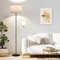 Ambimall Floor Lamps for Living Room with 3 Color Temperatures Bulb & Pull Chain Switch, 60" Modern Standing Floor Lamp for Bedroom Kids Room Study Room?Grey Shade & Black Pole?
