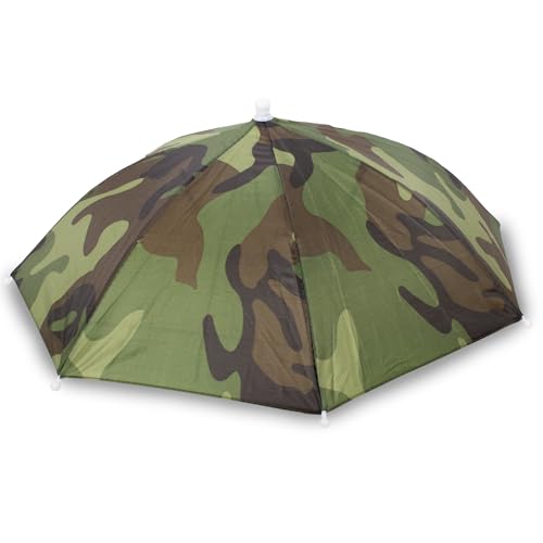 Image of Windy City Novelties 13 inch Hands-Free Umbrella Hat - Sun & Rain Protection for Outdoor Events, Fishing, Festivals & Costume Fun - Adjustable Fit for Adults & Kids