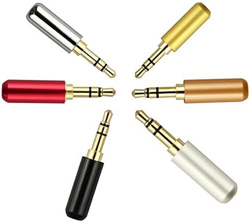 VizGiz 6 Pack Welding 1/8″ 3.5mm Plug Audio Solder Male Jack Connector Stereo TRS 3 Pole Metal Earphone Adapter Soldering for DIY Headset Earphone Replacement Repair Headphone AUX Cable Microphone