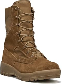 Belleville C300 ST 8” Army OCP ACU Hot Weather Steel Toe Combat Boots For Men - Coyote Brown Cattlehide Leather Boots Safety Rated For Electrical Hazards (EH), Coyote - 9.5 R