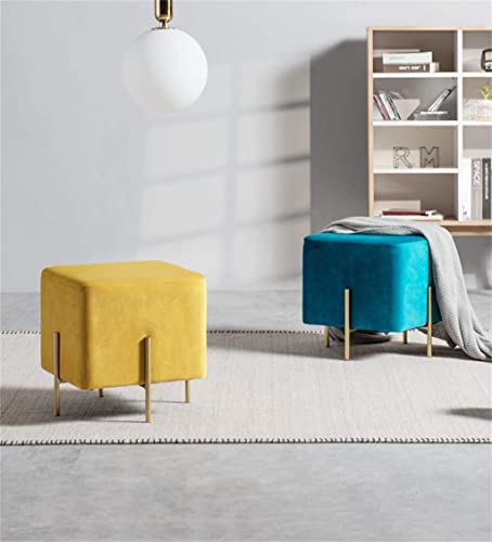Repose-pieds carré pouf dressing tabouret bas 4 pieds métal - 7