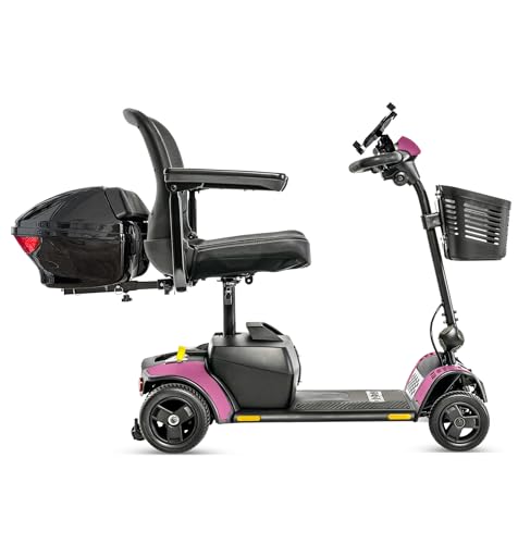 Pride Go Go Elite Traveller 2 Mobility Scooter + Mobility Yours Storage Pod, Rear Basket, Cell Phone Holder, 300 Lbs Weight Capacity, New EZ-Turn Feature (Sugar Plum, 18 AH Battery)