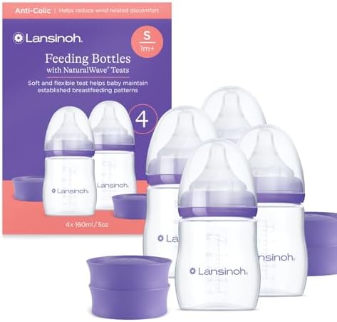 Lansinoh Anti Colic Baby Bottles - 160ml - NaturalWave® Medium Fl...