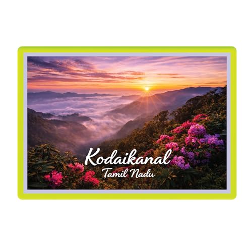 Image of Decorative Fridge Magnet with Glowing Border | Pack of 1 (Kodaikanal, Tamil Nadu, 4x3 inch - Fluorescent Border)
