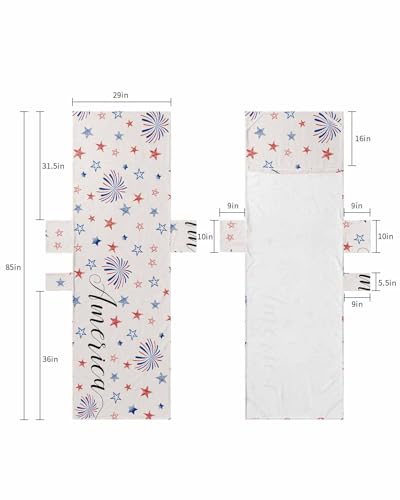 4th of July Beach Lounge Chair Towel Cover, Soft Chaise Lounge Towel with Side Pockets Patio Pool Chairs Cover for Beach/Pool Sunbathing 29x85 Blue Red Star Fireworks Independence Day