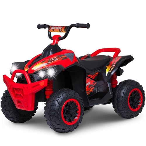 Kid Trax 12V ATV Ride On - Electric ATV, 2 Speed, Ride On Toys, Led Headlights, Quad Four Wheelers, Forward and Reverse, Kids Car Ride On, Indoor/Outdoor Toys, Max Weight 77 lb, Ages 3-8, FIRE RED