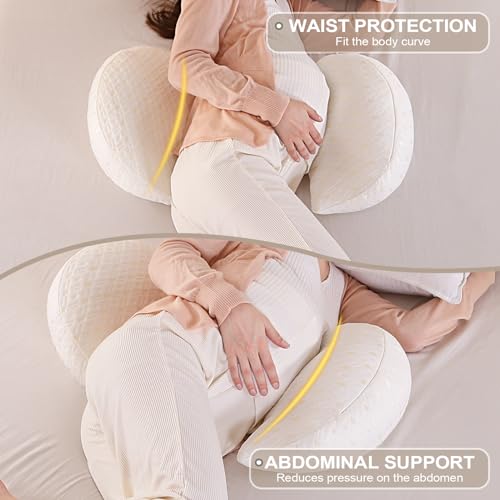 Coussin de grossesse pour dormir et coussin d'allaitement en coton blanc - 3