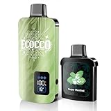 ECOCCO M35 電子タバコ スターターキット 本体セット｜3段階アイスモード 冷却切替 可調氷度｜交換式カートリッジ対応 大容量POD 純正互換｜濃厚蒸気 爆煙仕様 約10,000回吸引 長期持続｜二重タンク構造 液漏れ防止設計｜VAPE ベイプ 電子タバコセット 電子タバコ初心者 おすすめ 本体永久保証 (1本体+1カートリッジ, スーパーメンソール)