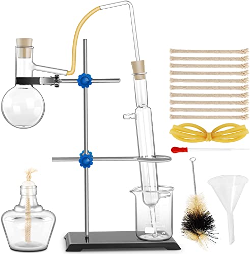 100ml Distillation Apparatus for Home New Glass Distiller Oil Moonshine Alcohol Distiller Chemistry Lab Glassware Kit Glass Distilling with Flask Essential Oil Extraction Maker Organic Chemistry