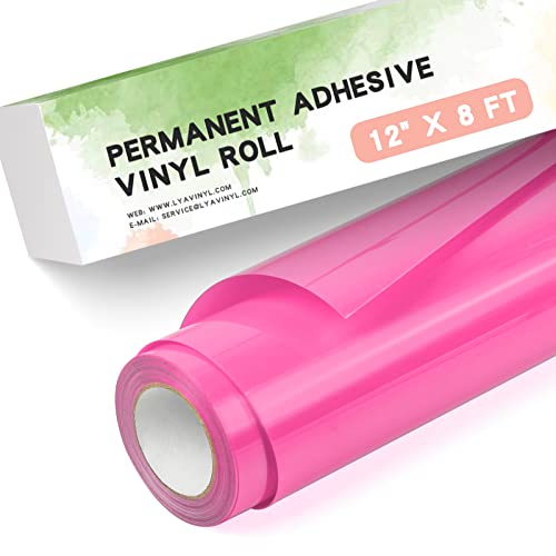 Lya Vinyl Neon Pink Permanent Vinyl - 12 x 8 FT Neon Pink Adhesive Vinyl Roll for Cameo Cutters Signs Scrapbooking Craft Decal