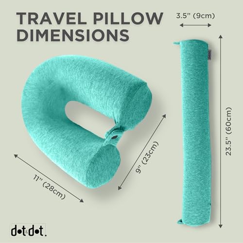 Image of Dot&Dot Green Twist Memory Foam Kids Travel Pillow for Airplanes - Kids Neck Pillows for Sleeping - Airplane Pillow for Neck Support, Chin, Lumbar, Leg - Adjustable Toddler Neck Pillow