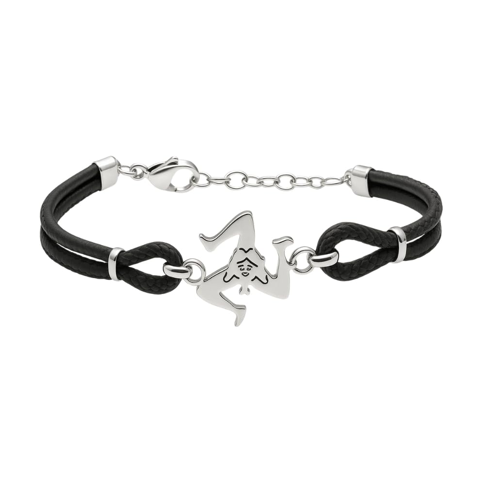 Bracciale Trinacria Siciliana Uomo Donna | Simbolo Sicilia in Acciaio Inox e Corda Nautica | Gioiello Artigianale Siciliano | Idea Regalo per Amanti della Sicilia