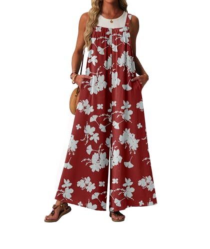 Lepunuo Plus Size Womens Casual Jumpsuits Summer Wide Leg Overalls