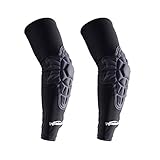 COOLOMG Armlinge Ellenbogenpad Kompression Basketball Fußball Handball Volleyball Crashproof für Damen Herren Jungen Schwarz M
