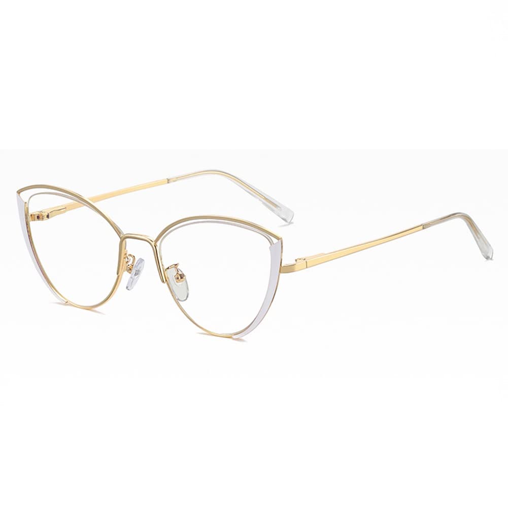 Damskie Urocze Okulary Do Czytania W Kształcie Kociego Oka, Blokujące Niebieskie Światło, Modne Okulary Do Czytania Z Dużą Oprawką, Ze Sprężynowym Zawiasem/White/0.75 *