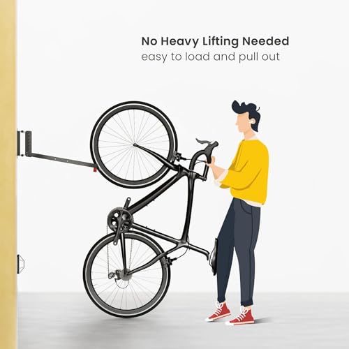 Mimoke Adjustable Space Saving Bicycle Wall Mount Easy Lifting Design with Folding Arm and Swivel Function (1 Pack) - Image 3