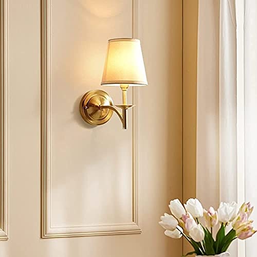 Lámpara de pared aplique de montaje con sombra de tambor y acabado latón