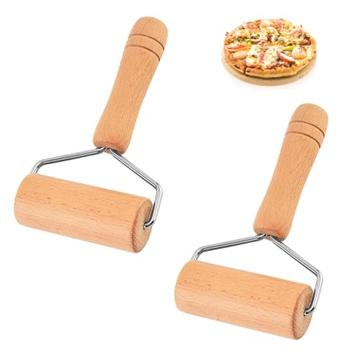 2 Pezzi Rullo di Pasta per Pizza Rullo per Pizza in Legno con Manico Rulli per Pasta per Pizza Antiaderente Mattarello T-Tipo Applica a per Pasticceria Tortilla Pizza Biscotti e Altro (T-Tipo)