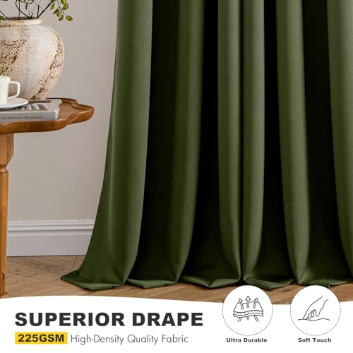 Image of MIULEE Blackout Curtains for Bedroom Living Room 2 Panels, Thermal Insulated Room Darkening Drapes Grommet Noise Reducing Light Blocking Window Treatments 72 Inches Long 34x72 Inch Olive Green