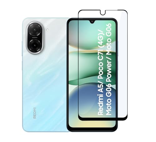 Image of CEDO Tempered Glass for Redmi A5 / Poco C71 (4G) / Moto G06 Power /Moto G06 | Screen Protector Full HD Quality Tempered Glass Anti-Scratch Edge to Edge Coverage with Easy Installation Kit (Black)
