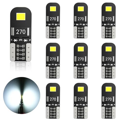 10 Stück Led innenraumbeleuchtung Auto - 12V 501 Glühbirnen Weißes Licht, Energiesparende Auto LED Innenbeleuchtung 80 Lumen 6500K, für Kofferraum Decke & Fußraum Innenbeleuchtung Gartenbeleuchtung