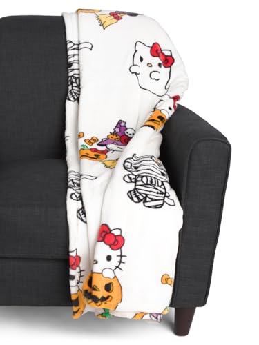 Jay Franco & Sons Hello Kitty Halloween Plush Blanket (White - Hello Kitty in Halloween Costumes, 60 x 70)