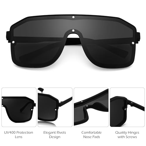 FEISEDY Women Sunglasses, Oversized One Piece Sunglasses for Men, Mirror Rimless Stylish Shades B41624